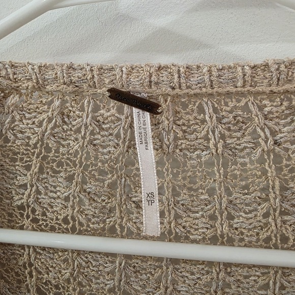 Free People Womens Cardigan Xs Lace Open Knit Sheer Beige Beach Minimalist - Picture 5 of 8